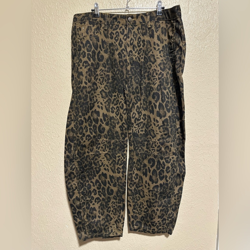 Buckley Barrel Jeans Size‎ XL Animal Print Baggy High Waist Ankle